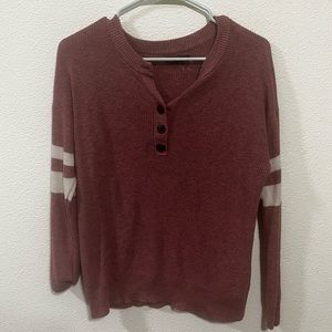 American eagle pink and white stripe button front long sleeve sweatshirt cute